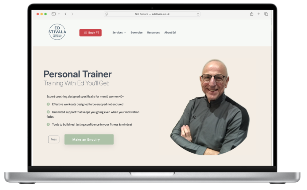 Sample website homepage on desktop