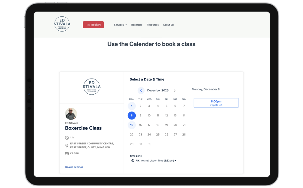 Sample website homepage on desktop